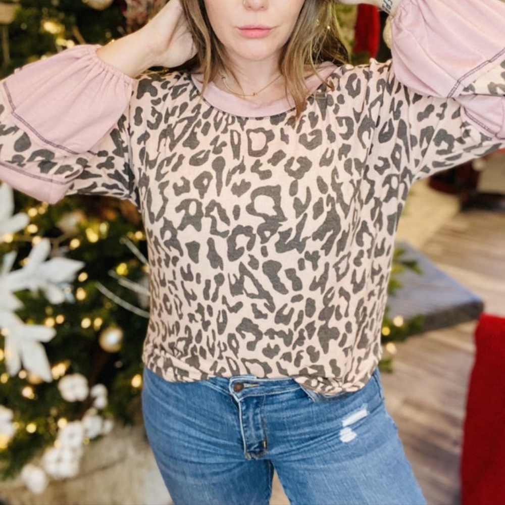 Blush cheetah loose fit top